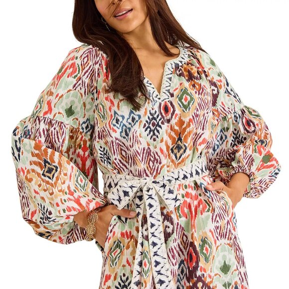 229$ Tommy Bahama Vista Cove Belted Fit and Flare Midi Dress Womens Size M White - Picture 3 of 4